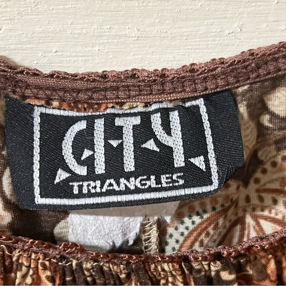Vintage 90s City Triangles Womens Brown Babydoll Bell Sleeve Paisley Dress Y2K - Picture 4 of 7